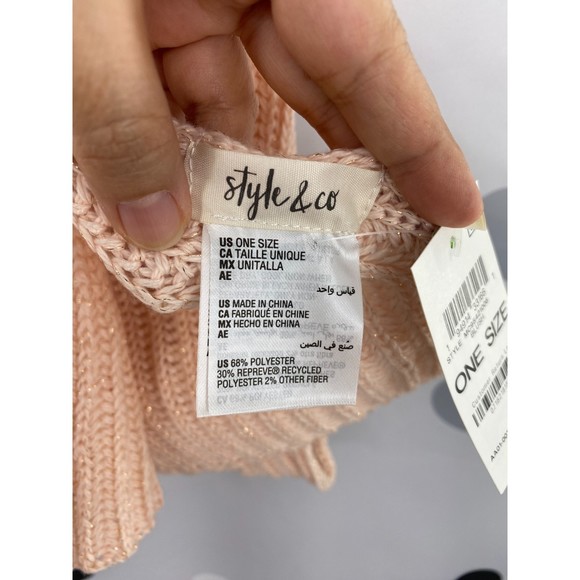 Style & Co NWT Solid Ribbed Muffler Extra Long Recycled Wrap Scarf Blush OS New - Picture 7 of 11